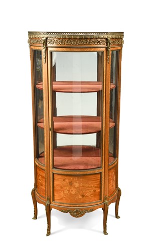 Lot 282 - A gilt mounted marquetry vitrine, circa 1900