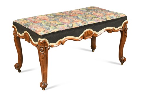 Lot 285 - A French walnut duet stool, 19th century
