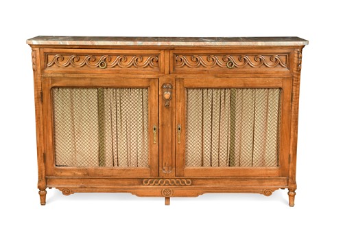 Lot 290 - A Continental marble top side cabinet, 19th century