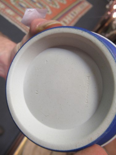 Lot 56 - A Wedgwood blue jasperware jardiniere and a...