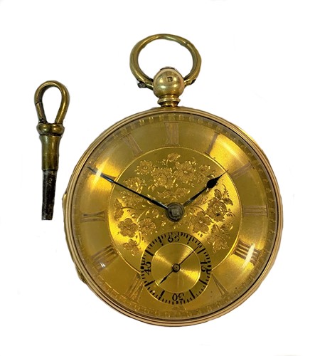Lot 257 - B, Edwards, London - A mid 19th century 18ct gold open faced pocket watch