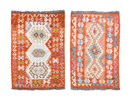 Lot 207 - Two similar hand-knotted pure wool kelim rugs