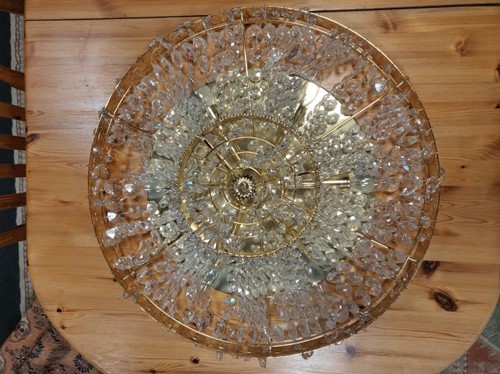 Lot 674 - A pair of gilt metal and cut glass flush...