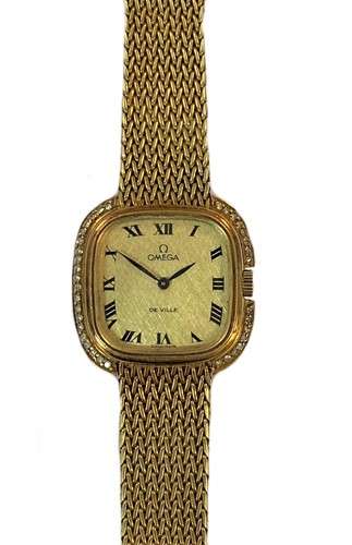 Lot 313 - Omega - An 18ct gold diamond set 'De Ville' wristwatch