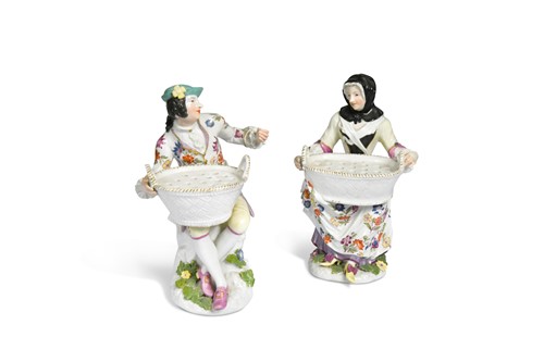 Lot 280 - A pair of Meissen bouquetiere figures, circa 1765
