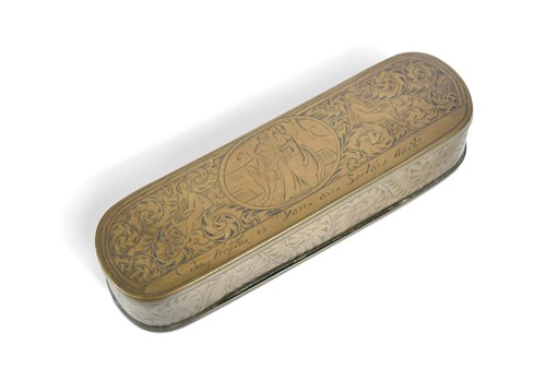 Lot 368 - A Dutch brass tobacco box, 18th century