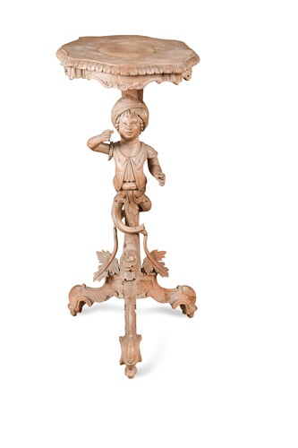 Lot 439 - A lime wood carved figural pedestal, 19th century