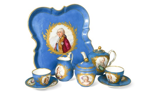 Lot 284 - A Sèvres style tete à tete tea service