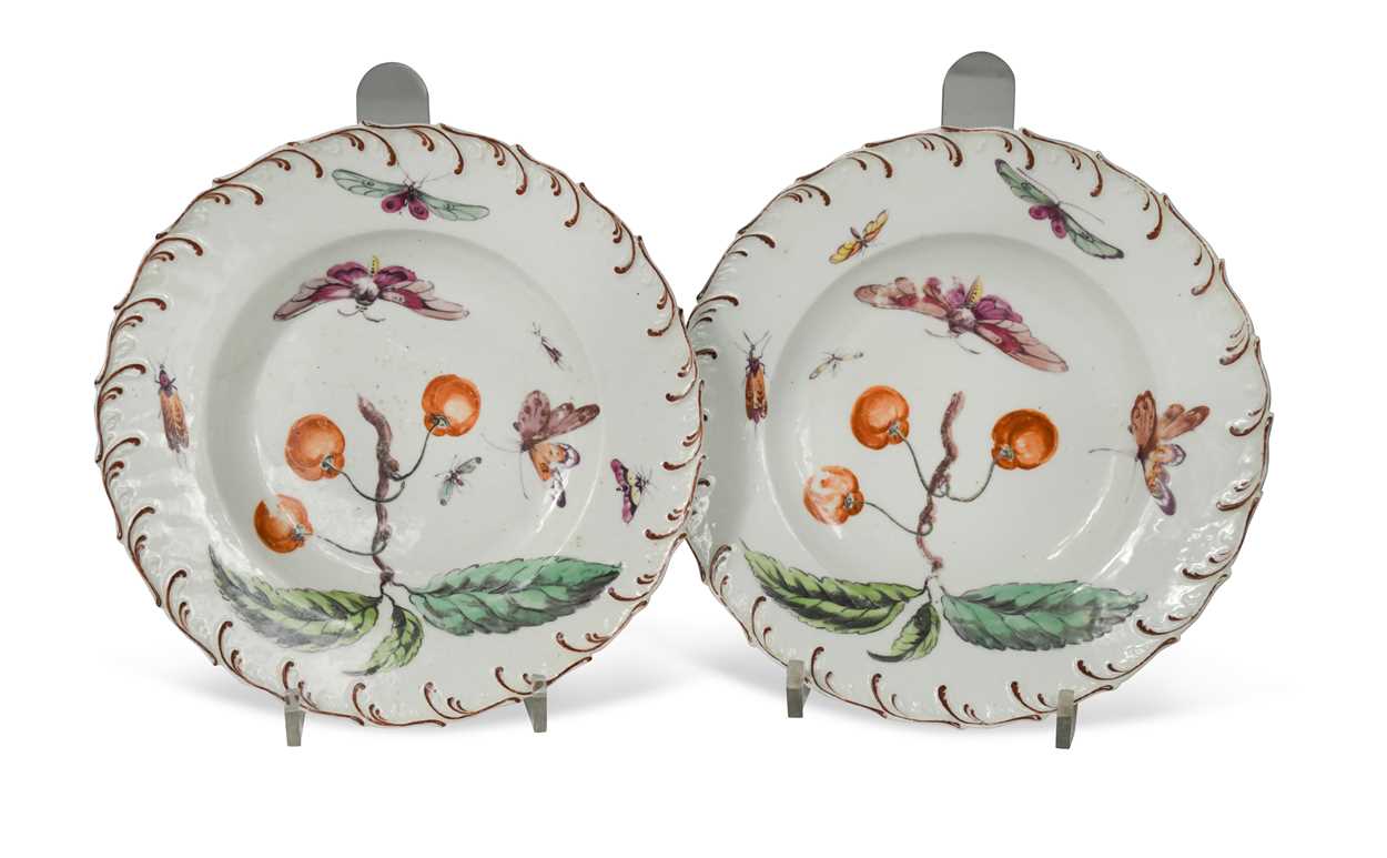 Lot 424 - Two Chelsea Derby plates, circa 1765