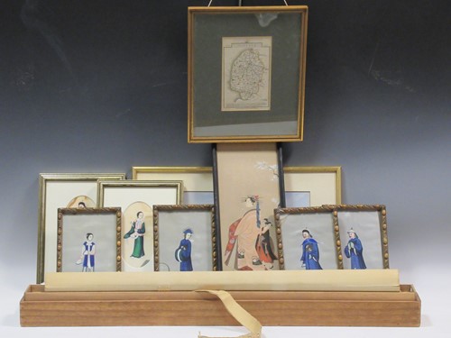 Lot 599 - Chinese rice paper watercolour figure studies...