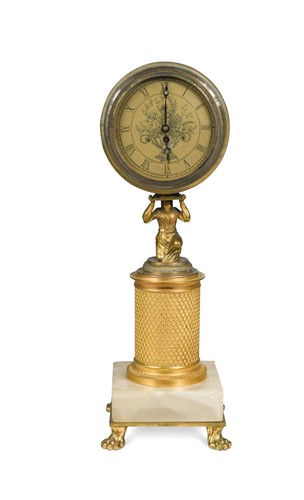 Lot 398 - An ormolu column desk timepiece, late 19th century