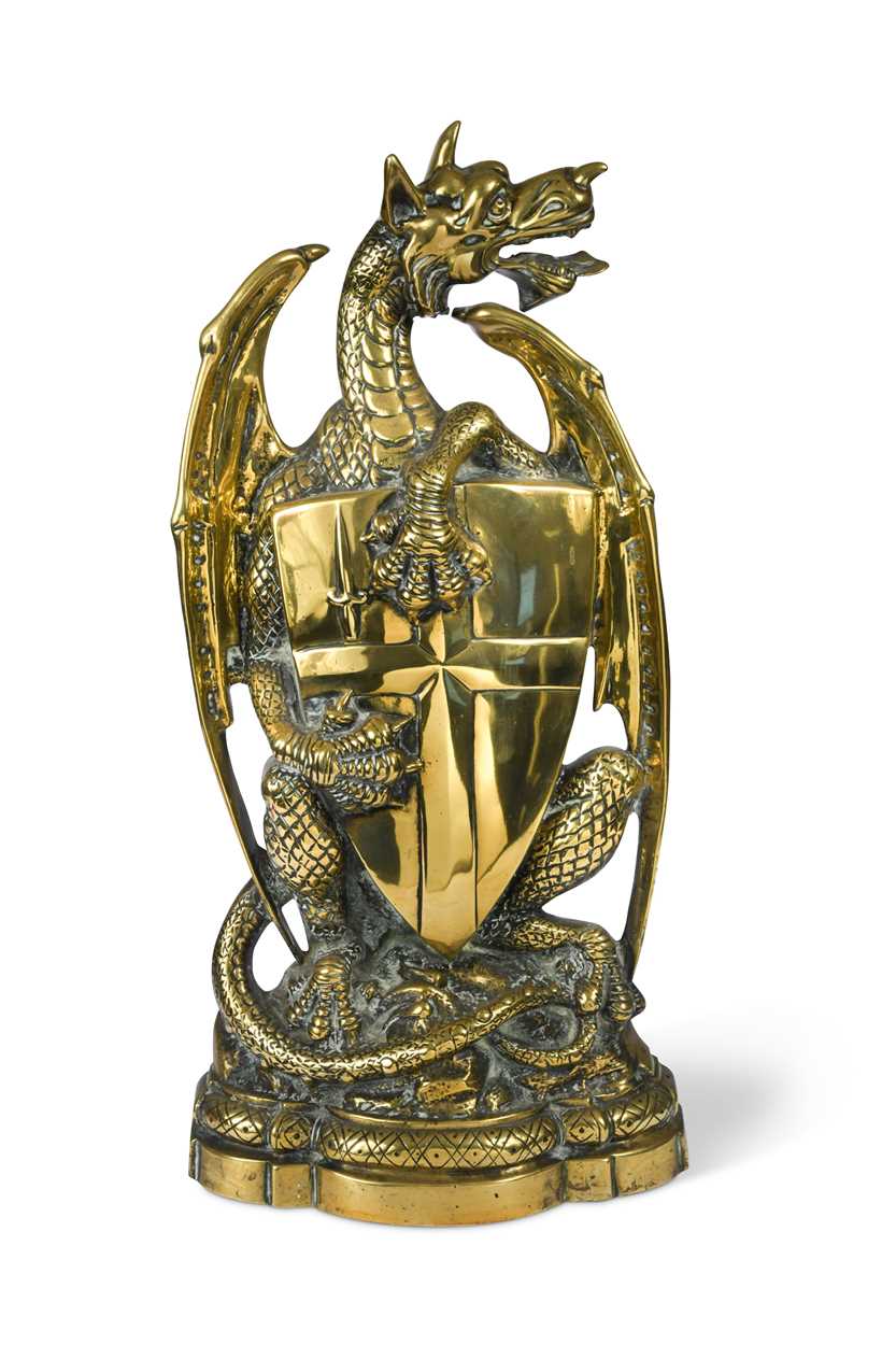 Lot 382 - A brass dragon door stop