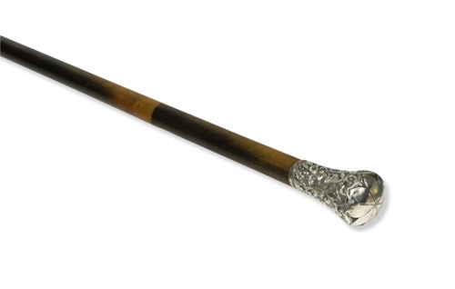 Lot 150 - A rhinoceros horn walking stick with silver pommel, circa 1890
