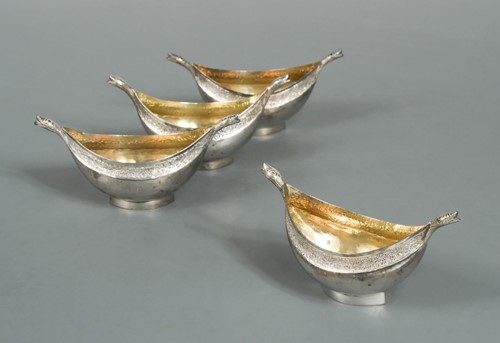 Lot 468 - A set of four (possibly) Scandinavian metalwares open salts