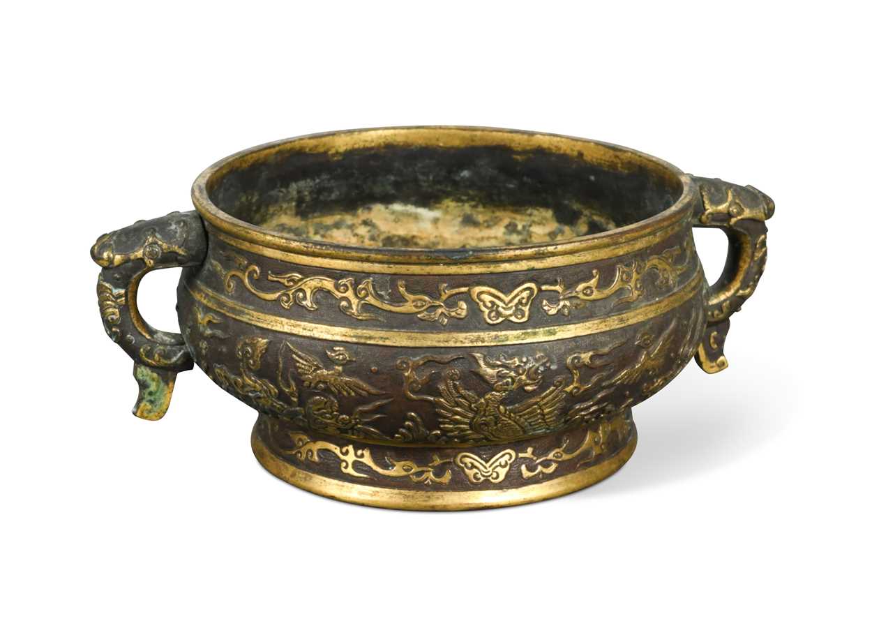 Lot 154 - A Chinese gilt bronze Gui, Hu Wenming, Ming Dynasty, 16th century