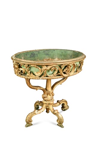 Lot 345 - A giltwood and gesso oval jardinière, 19th century