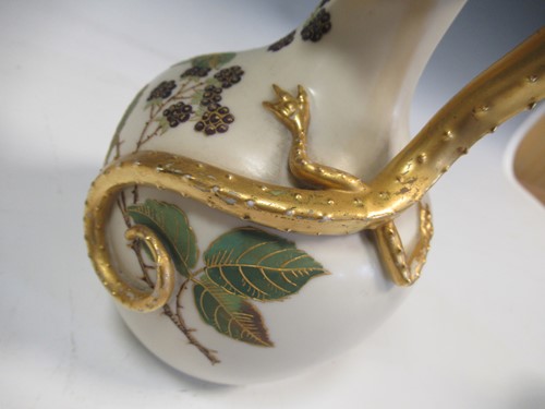Lot 1 - A Royal Worcester jug, with a lizard handle,...