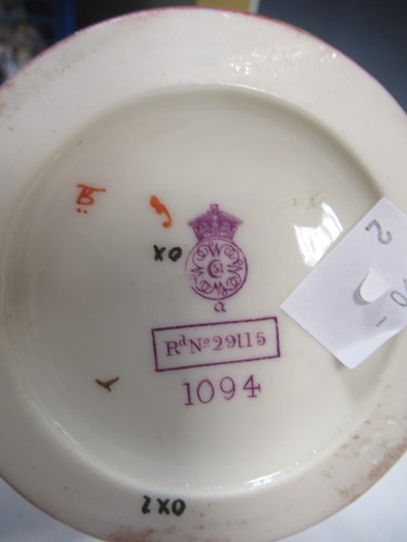 Lot 1 - A Royal Worcester jug, with a lizard handle,...