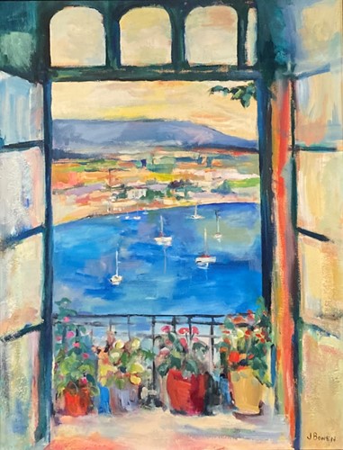 Lot 665 - J Bowen View of a harbour from a balcony...