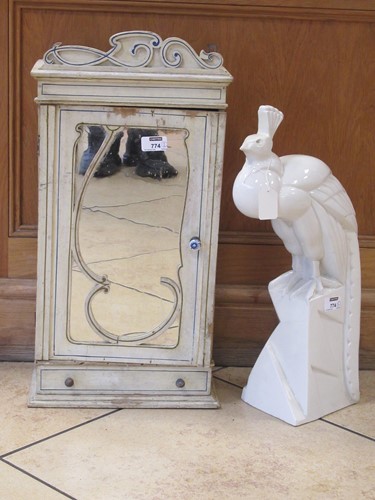 Lot 774 - An Art Nouveau style white painted cabinet...