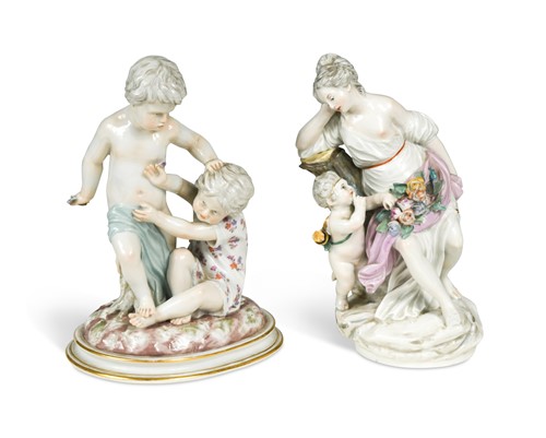 Lot 185 - A Meissen model of two children playing