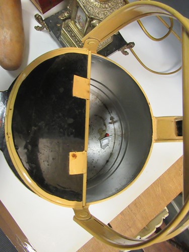 Lot 73 - A gilt metal lamp with ceramic panels together...