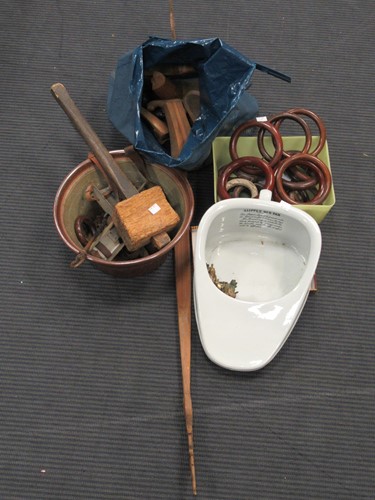 Lot 73 - A gilt metal lamp with ceramic panels together...