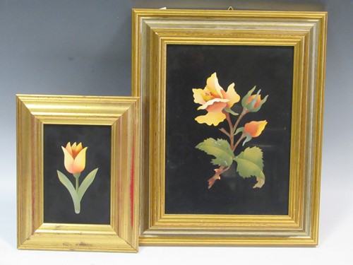 Lot 659 - Two 20th century floral pietra dura framed...