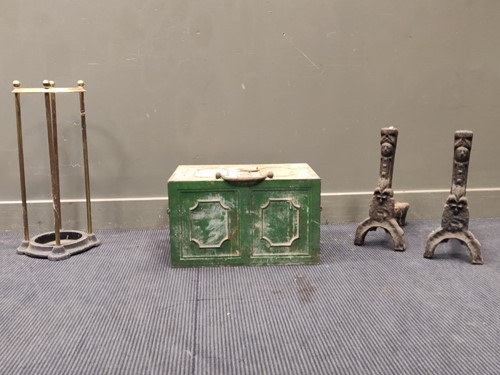 Lot 775 - A 19th century iron stongbox 32 x 53 x 35cm...