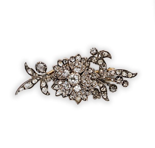 Lot 223 - A Victorian diamond spray brooch