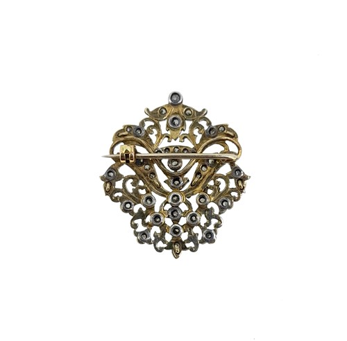 Lot 232 - Carlo Giuliano - A diamond and pearl necklace and brooch en suite
