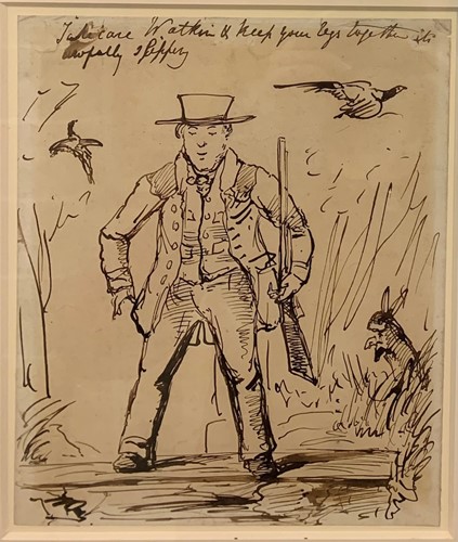Lot 445 - A cartoon sketch, inscribed 'Take care Watkins...