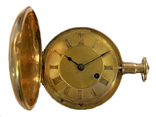 Lot 279 - Hedge, Colchester - An early 19th century 18ct gold (originally) pair cased full hunter pocket watch