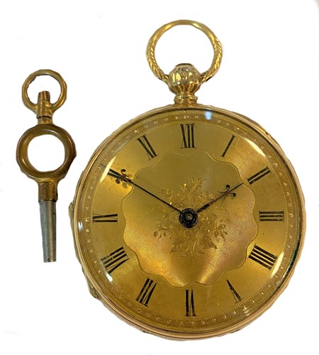 Lot 256 - Unsigned - A mid 19th century 18ct gold open faced pocket watch