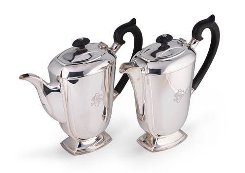 Lot 681 - A mid 20th century silver two-piece piece café au lait set