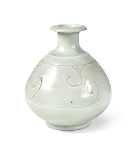 Lot 55 - Bernard Leach CH, CBE (British, 1887-1979), a small St Ives Pottery celadon vase