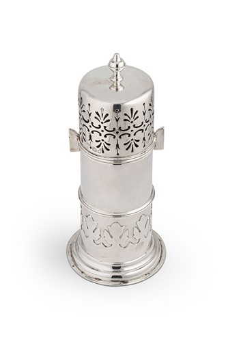 Lot 641 - A George V silver lighthouse style caster
