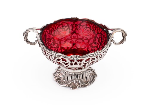 Lot 605 - A Victorian silver two handled bon bon dish