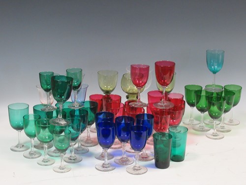 Lot 46 - A collection of coloured glassware including...