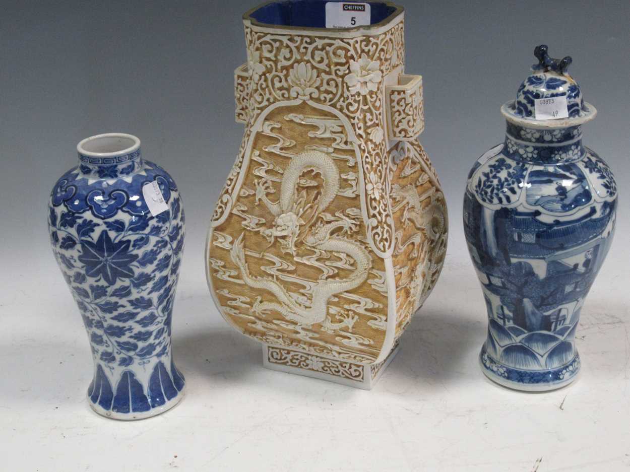 Lot 5 - Two Chinese blue & white vases, 19th century;...