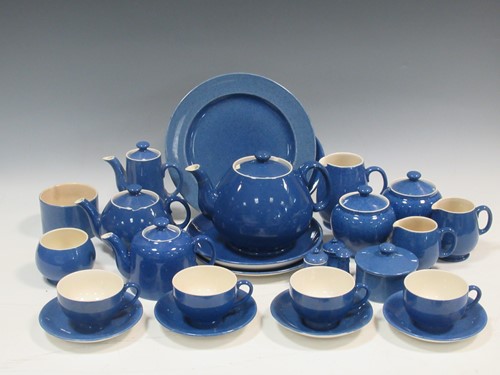 Lot 54 - A Moorcroft powder blue ground part tea service