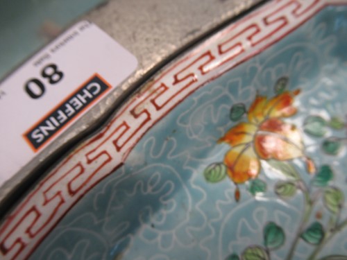 Lot 80 - A Chinese pewter and hard stone mounted hors d'...