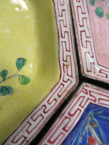 Lot 80 - A Chinese pewter and hard stone mounted hors d'...