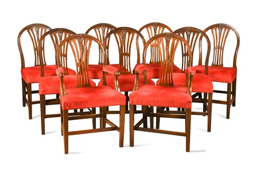 Lot 622 - A set of twelve George III and later mahogany dining chairs