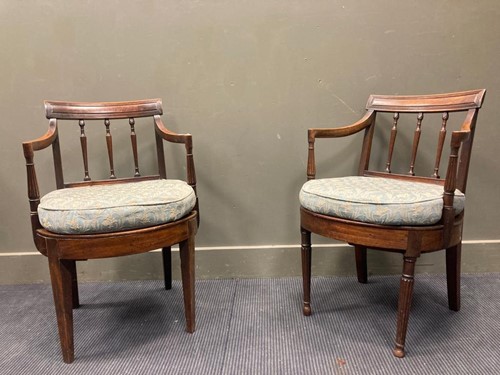 Lot 500 - A pair of late George III arm chairs (1 with...