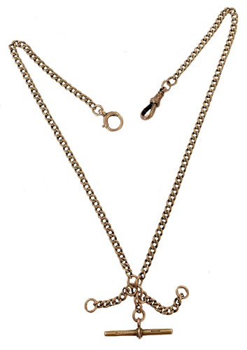 Lot 373 - A double 'Albert' watch chain, each link stamped 15.625