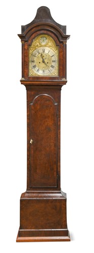 Lot 343 - A figured walnut longcase clock, mid 18th century