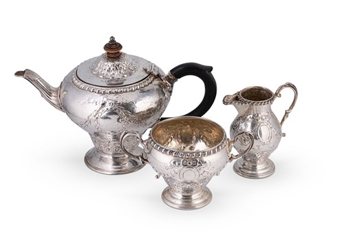 Lot 587 - A Victorian silver 3-piece bachelor's tea set