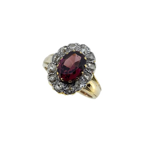 Lot 63 - A Victorian garnet and diamond cluster ring