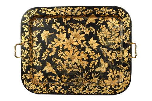 Lot 629 - An English papier mache tray, early 19th century